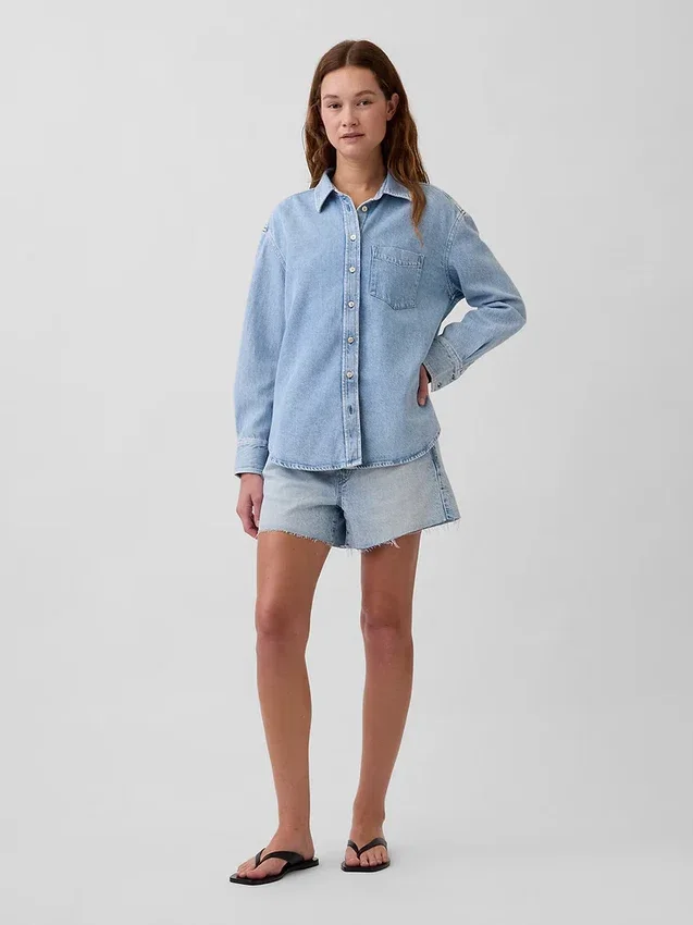 Ultrazacht denim oversized overhemd