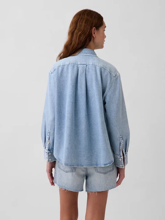 Ultrazacht denim oversized overhemd