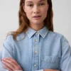 Ultrazacht denim oversized overhemd