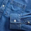 Ultrazacht denim oversized overhemd met rechte zoom en cropped lengte