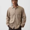 Ultrazacht denim utility-overhemd met relaxte pasvorm