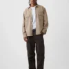 Ultrazacht denim utility-overhemd met relaxte pasvorm