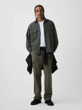 Ultrazacht denim utility-overhemd met relaxte pasvorm