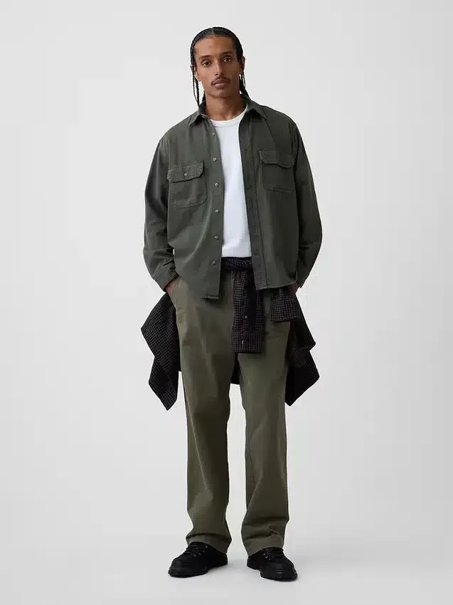 Ultrazacht denim utility-overhemd met relaxte pasvorm