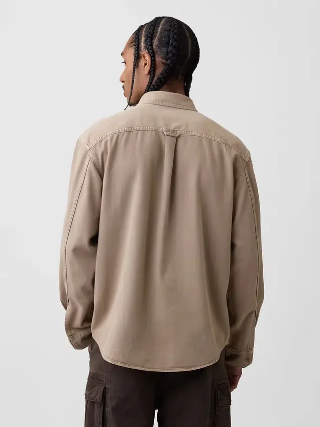 Ultrazacht denim utility-overhemd met relaxte pasvorm