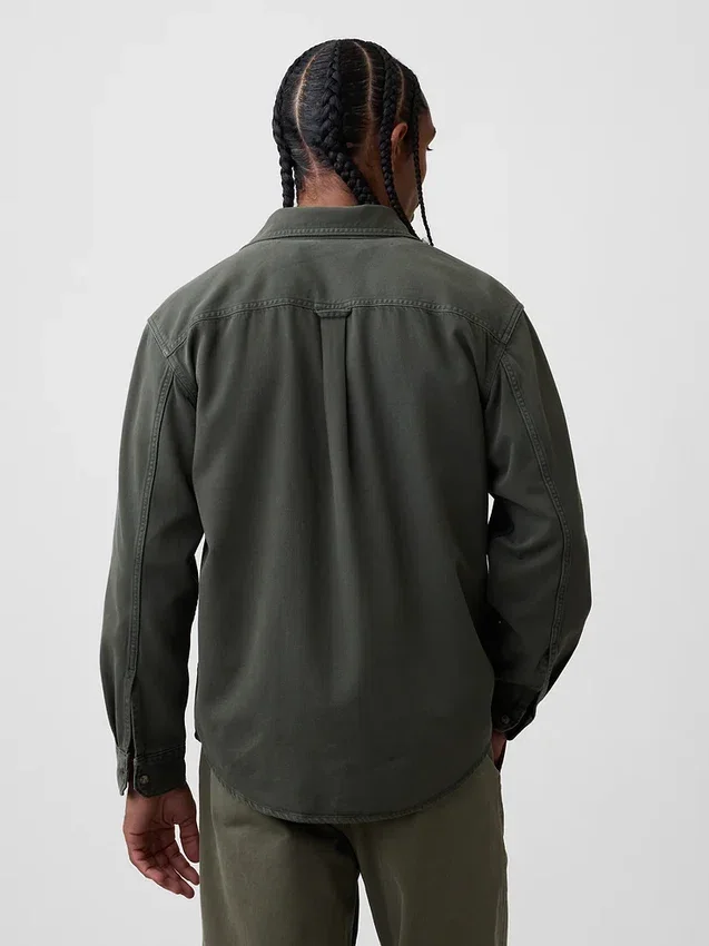 Ultrazacht denim utility-overhemd met relaxte pasvorm