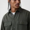 Ultrazacht denim utility-overhemd met relaxte pasvorm