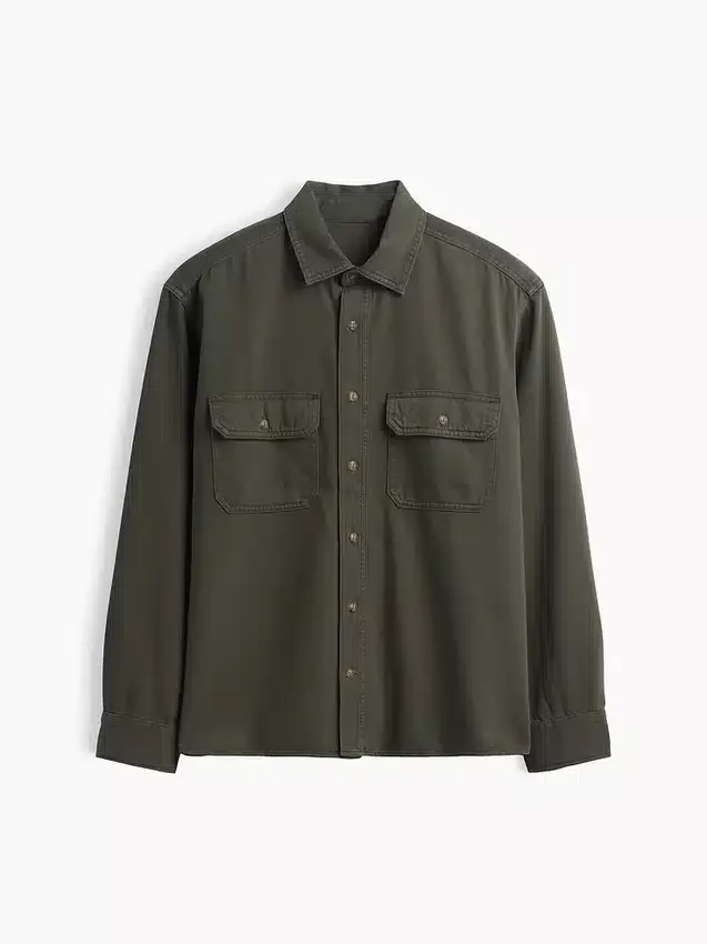 Ultrazacht denim utility-overhemd met relaxte pasvorm