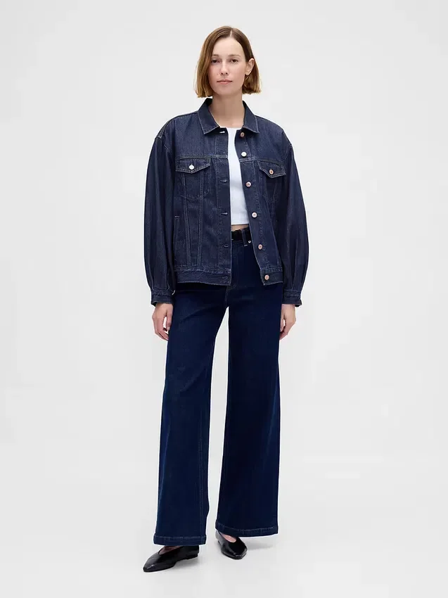 Ultrazacht oversized denimjasje met ballonmouwen
