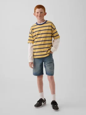 Ultrazachte ‘90s’ loszittende denimkorte broek voor kinderen