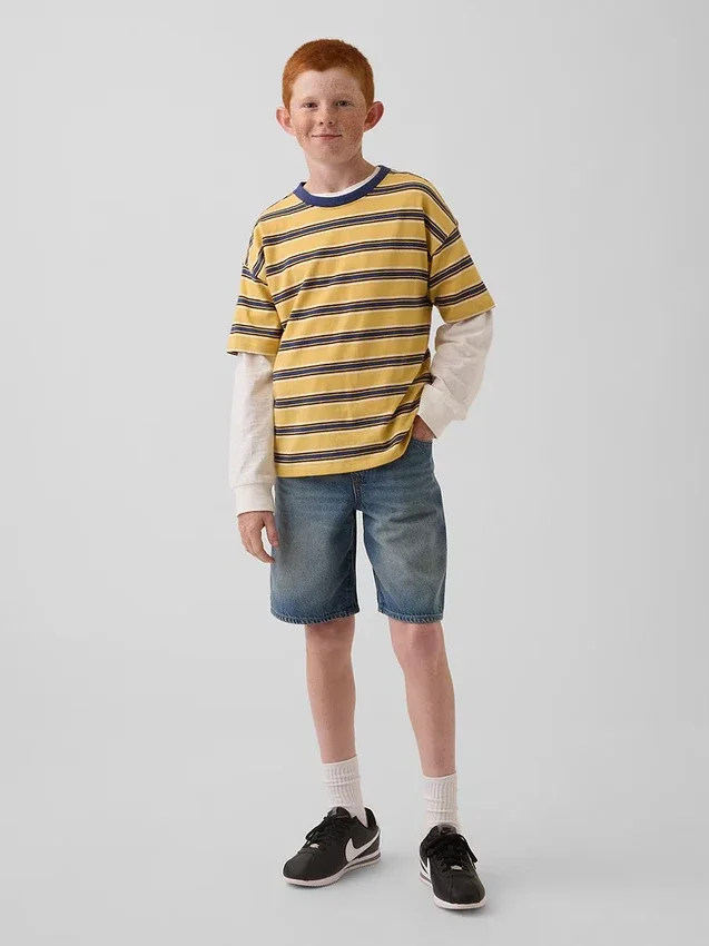 Ultrazachte ‘90s’ loszittende denimkorte broek voor kinderen