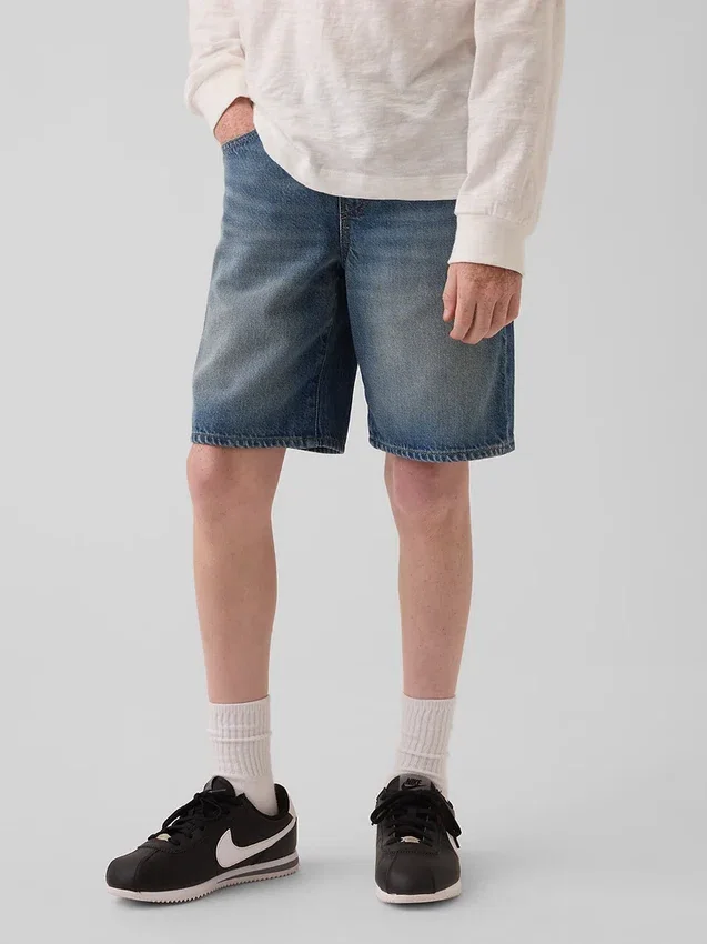 Ultrazachte ‘90s’ loszittende denimkorte broek voor kinderen