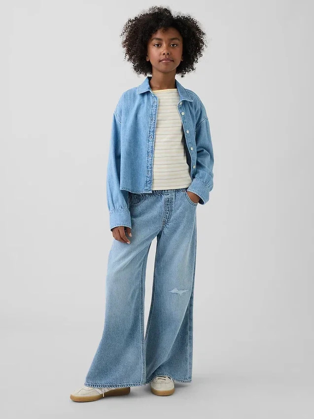 Ultrazachte baggy-Jeans met lage taille voor kinderen
