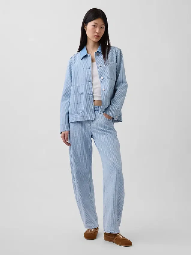 Ultrazachte barrel-Jeans met lage taille