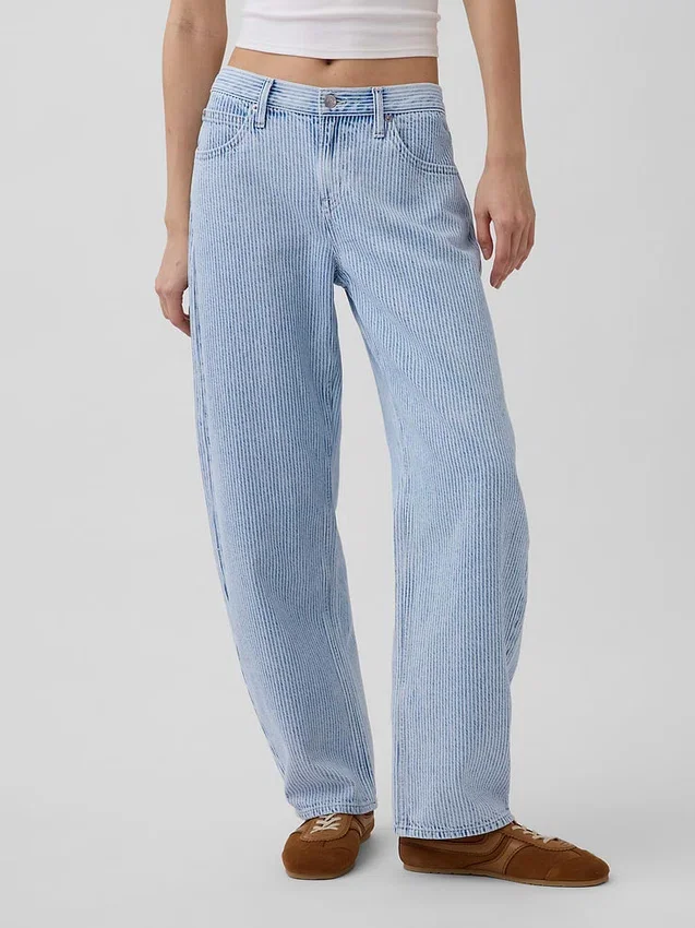 Ultrazachte barrel-Jeans met lage taille