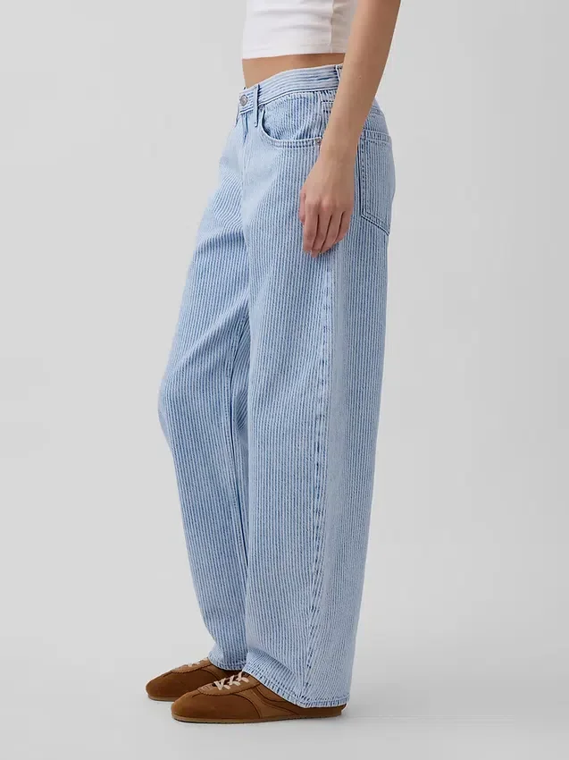 Ultrazachte barrel-Jeans met lage taille