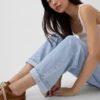 Ultrazachte barrel-Jeans met lage taille