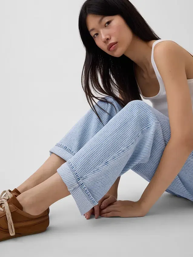 Ultrazachte barrel-Jeans met lage taille