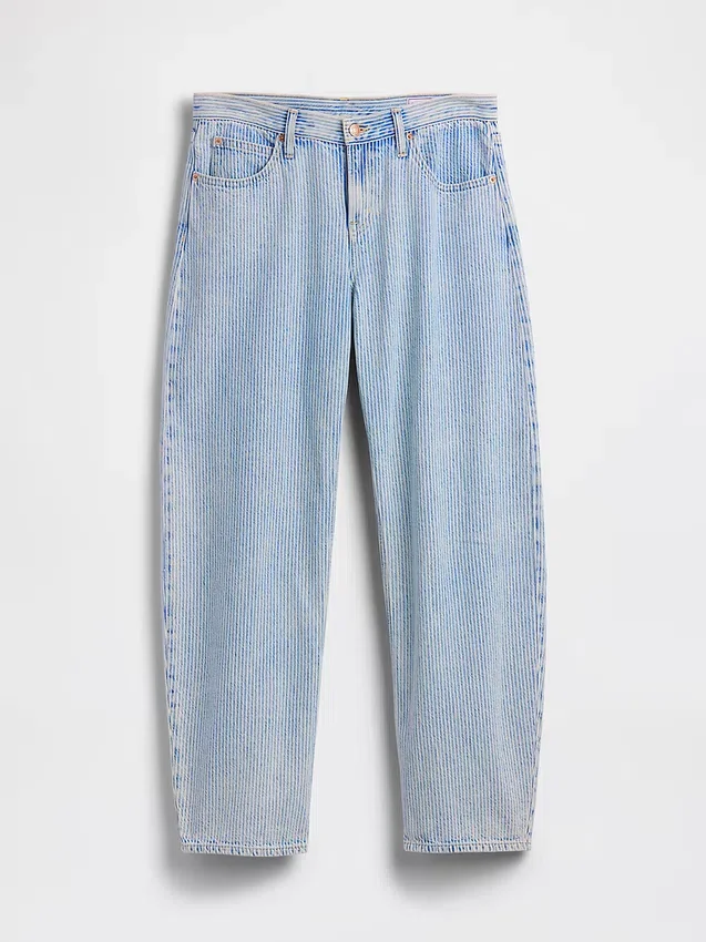 Ultrazachte barrel-Jeans met lage taille