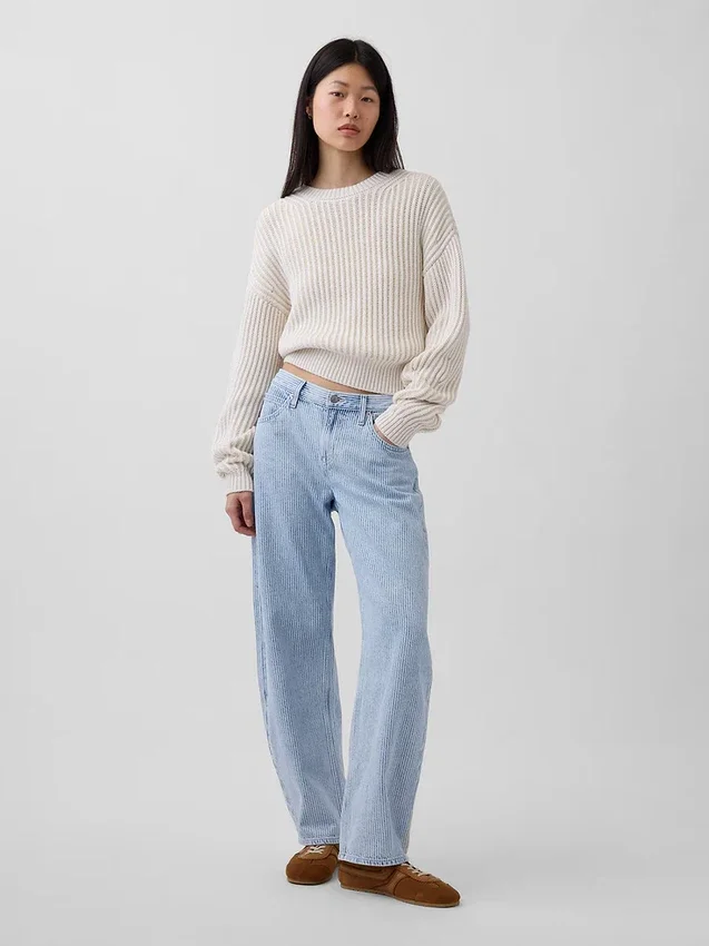 Ultrazachte barrel-Jeans met lage taille