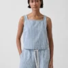 Ultrazachte cropped tanktop van gestreept denim