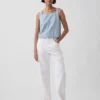 Ultrazachte cropped tanktop van gestreept denim