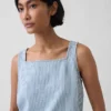 Ultrazachte cropped tanktop van gestreept denim