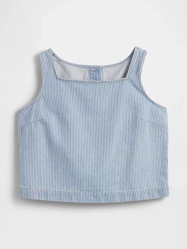 Ultrazachte cropped tanktop van gestreept denim