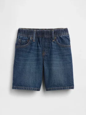 Ultrazachte denim baggy-korte broek met elastische tailleband voor Baby & Peuter