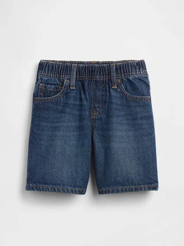 Ultrazachte denim baggy-korte broek met elastische tailleband voor Baby & Peuter