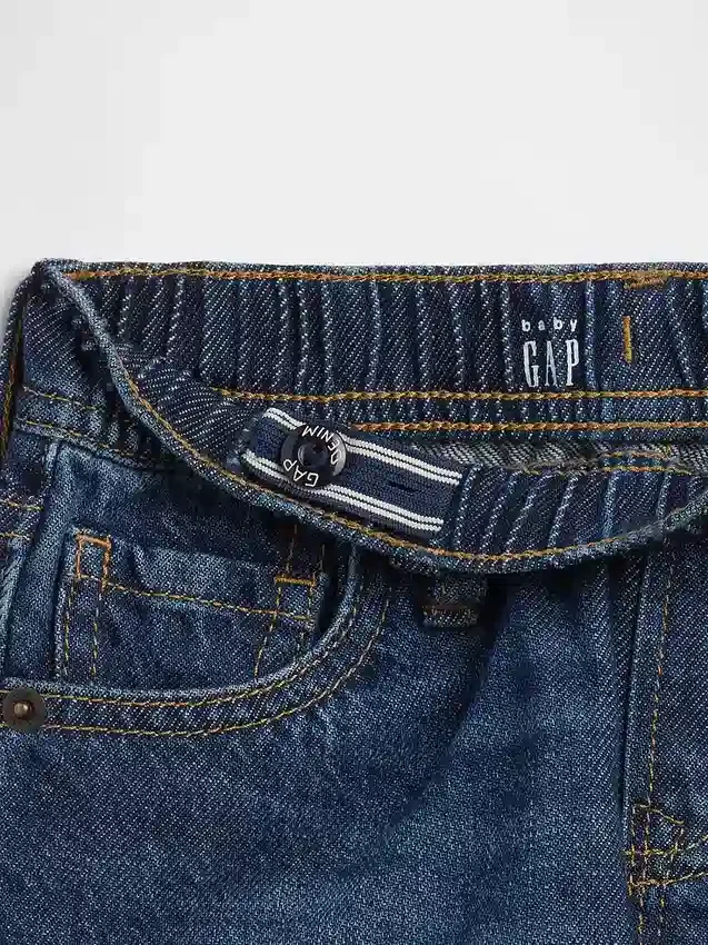 Ultrazachte denim baggy-korte broek met elastische tailleband voor Baby & Peuter