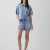 Ultrazachte denim Easy Dolphin-korte broek met middelhoge taille