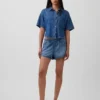 Ultrazachte denim Easy Dolphin-korte broek met middelhoge taille