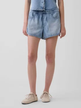 Ultrazachte denim Easy Dolphin-korte broek met middelhoge taille