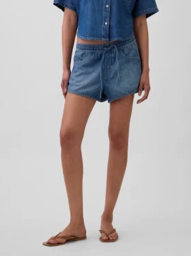 Ultrazachte denim Easy Dolphin-korte broek met middelhoge taille