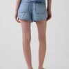 Ultrazachte denim Easy Dolphin-korte broek met middelhoge taille