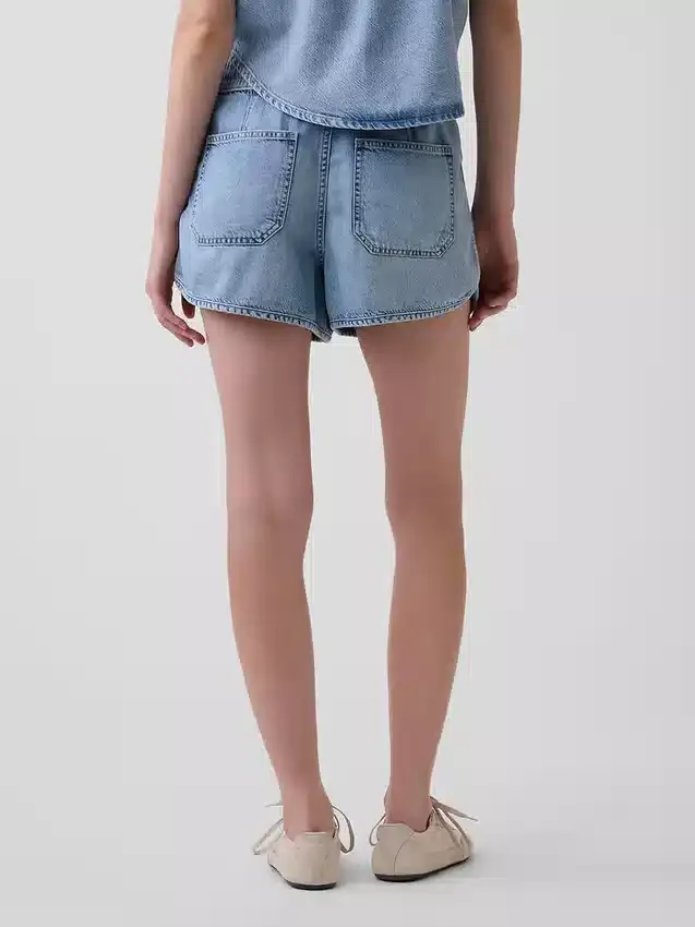 Ultrazachte denim Easy Dolphin-korte broek met middelhoge taille
