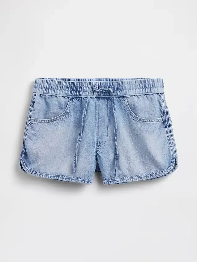 Ultrazachte denim Easy Dolphin-korte broek met middelhoge taille