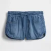 Ultrazachte denim Easy Dolphin-korte broek met middelhoge taille