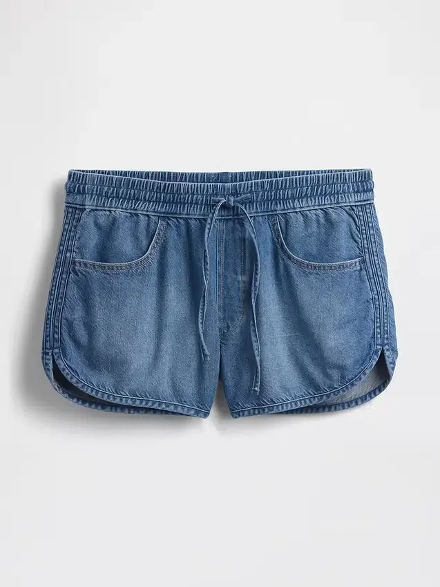 Ultrazachte denim Easy Dolphin-korte broek met middelhoge taille
