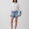 Ultrazachte denim Easy Dolphin-korte broek met middelhoge taille