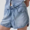 Ultrazachte denim Easy Dolphin-korte broek met middelhoge taille
