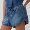 Ultrazachte denim Easy Dolphin-korte broek met middelhoge taille