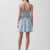 Ultrazachte denim gestreepte minijurk met lage taille