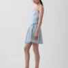 Ultrazachte denim gestreepte minijurk met lage taille