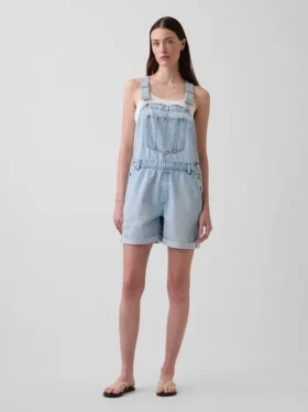 Ultrazachte denim loszittende korte overall