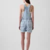 Ultrazachte denim loszittende korte overall
