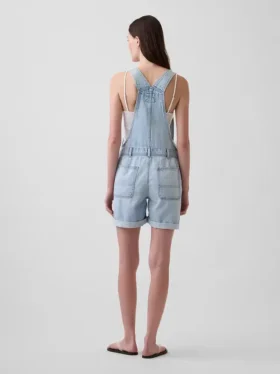Ultrazachte denim loszittende korte overall