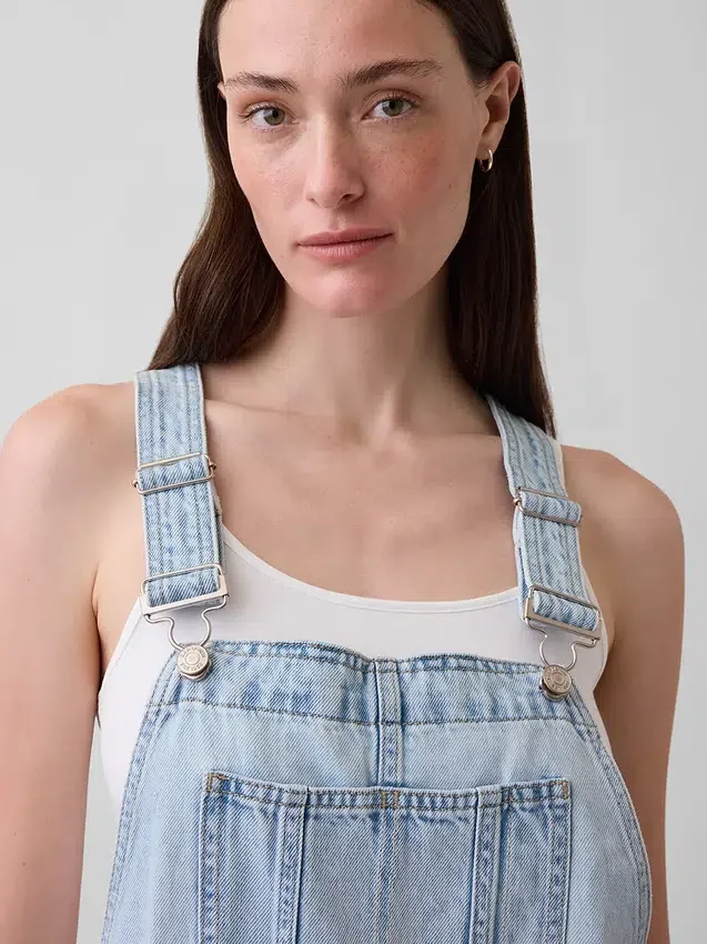 Ultrazachte denim loszittende korte overall