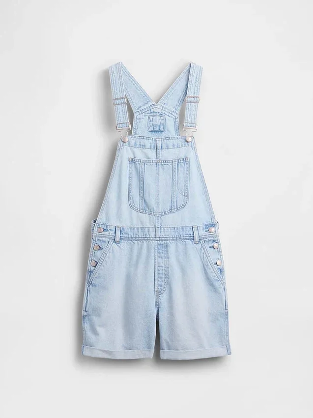 Ultrazachte denim loszittende korte overall
